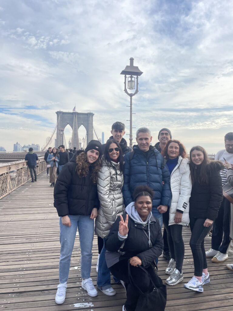 group photo on Brooklyn Bridge NYC